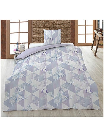 Housse de couette flanelle la reine des neiges licence officielle disney 140x200cm + taie 65x65cm