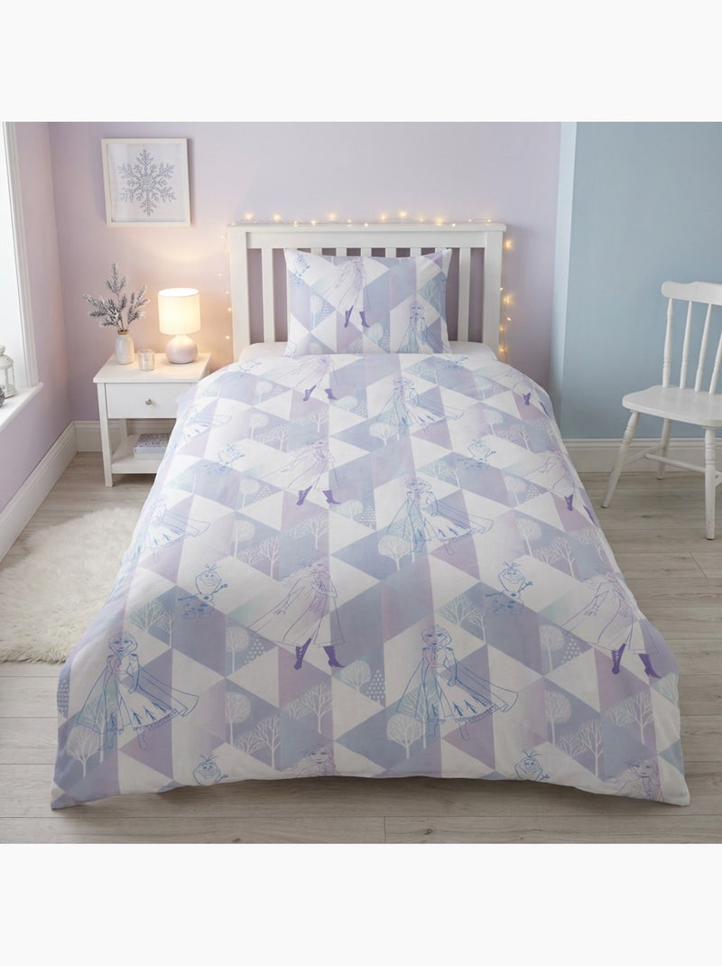 Housse de couette flanelle la reine des neiges licence officielle disney 140x200cm + taie 65x65cm Beige/Blanc - Kiabi