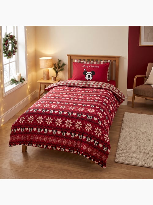 Housse de couette flanelle mickey noel licence officielle disney 140x200cm + taie 65x65cm - Kiabi Housse de couette flanelle mickey noel licence officielle disney 140x200cm + taie 65x65cm - Kiabi