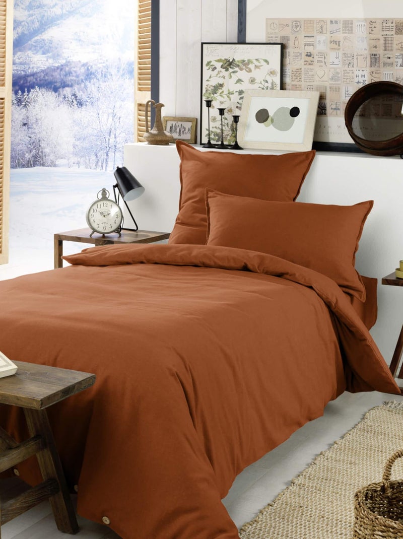 Housse de couette flanelle Orange - Kiabi