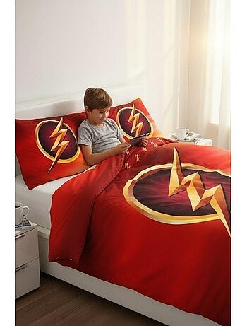 Housse de Couette Flash DC Comics 140x200 cm + taie - Parure lit enfant