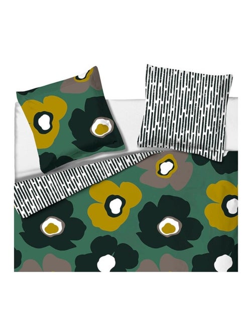 Housse de couette FLEURIE + 2 taies 100% coton - Kiabi Housse de couette FLEURIE + 2 taies 100% coton - Kiabi