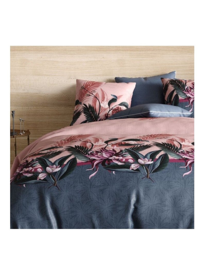 Housse de couette FLORA + 2 taies coton 57 fils Rose - Kiabi