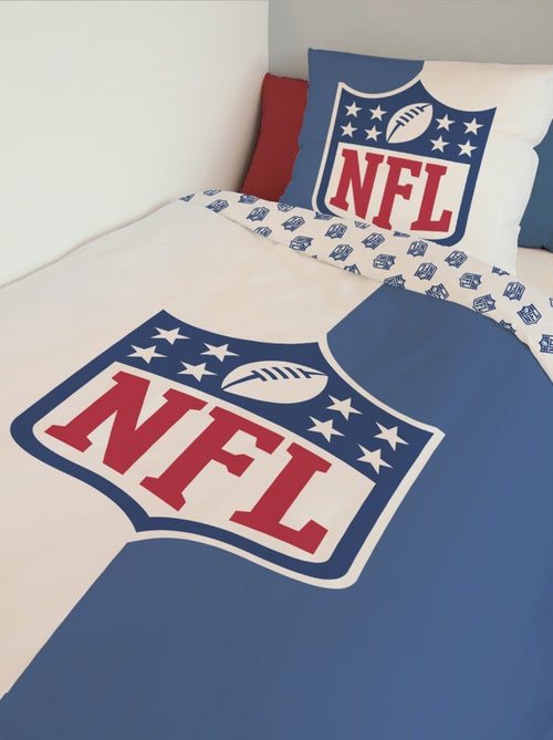 Housse de couette Football Américain Logo NFL 140x200 cm - 100% Coton - Bleu - Kiabi