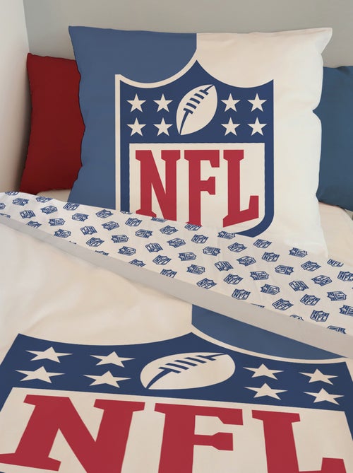 Housse de couette Football Américain Logo NFL 140x200 cm - 100% Coton - Bleu - Kiabi