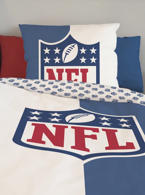 Housse de couette Football Américain Logo NFL 140x200 cm - 100% Coton - Bleu - Kiabi