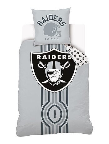 Housse de couette Football Américain NFL Los Angeles Raiders 140x200 cm- 100% Coton - Gris