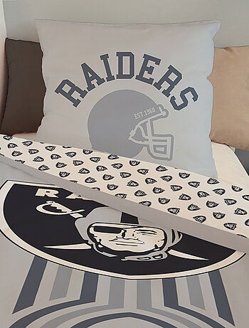 Housse de couette Football Américain NFL Los Angeles Raiders 140x200 cm- 100% Coton - Gris