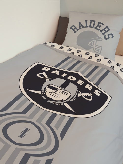 Housse de couette Football Américain NFL Los Angeles Raiders 140x200 cm- 100% Coton - Gris - Kiabi