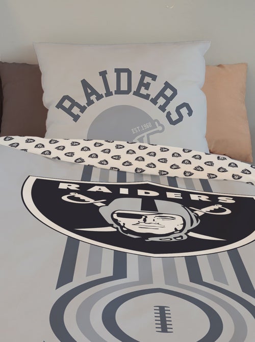 Housse de couette Football Américain NFL Los Angeles Raiders 140x200 cm- 100% Coton - Gris - Kiabi