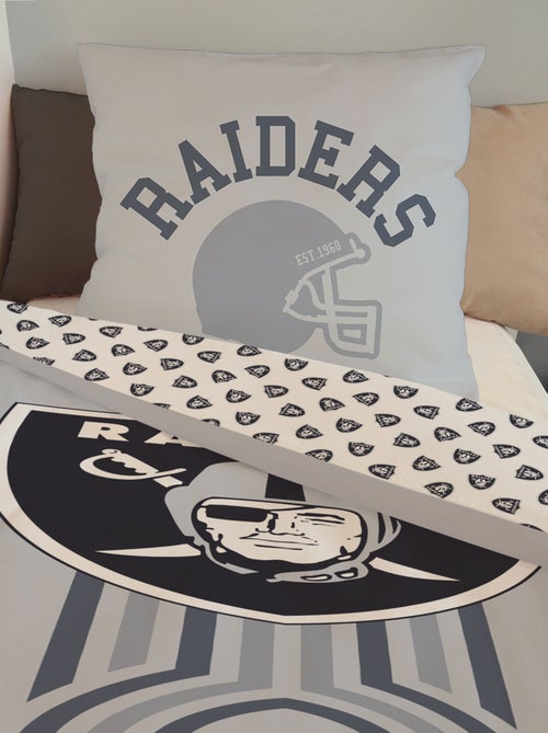 Housse de couette Football Américain NFL Los Angeles Raiders 140x200 cm- 100% Coton - Gris - Kiabi
