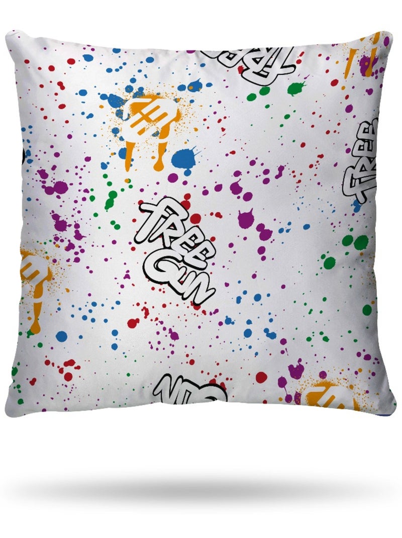 Housse de couette Freegun Paintcan 200x200 cm - 100% Coton Blanc - Kiabi