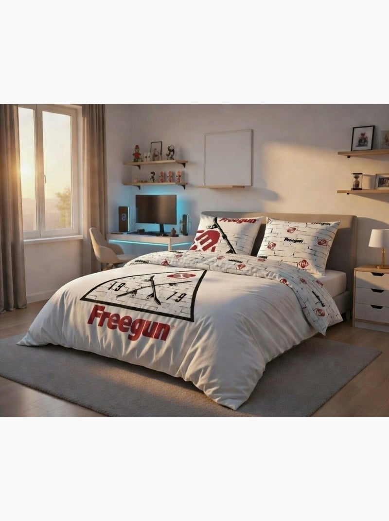 Housse de couette Freegun Skateboard 200x200 cm - 100% Coton Blanc - Kiabi