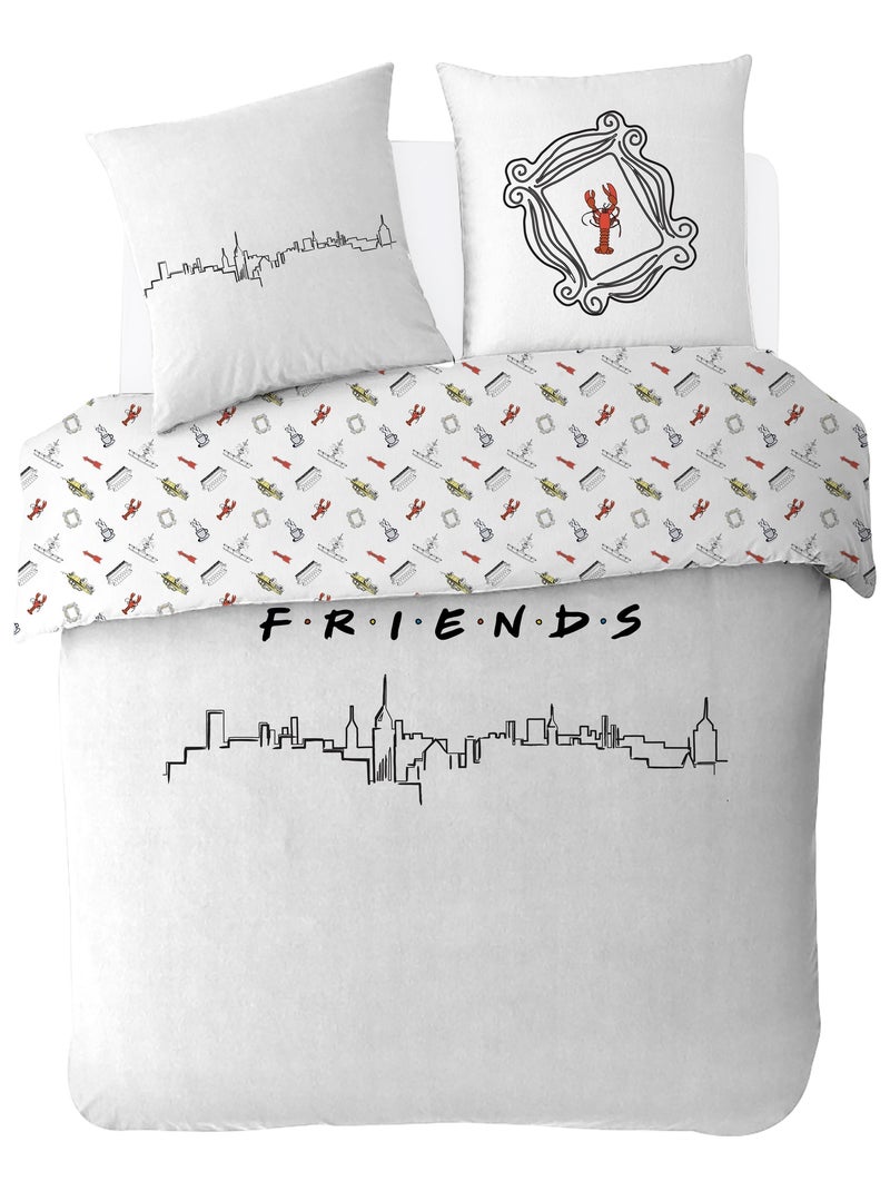 Housse de couette Friends 200x200 cm - 100% coton - Blanc Blanc - Kiabi