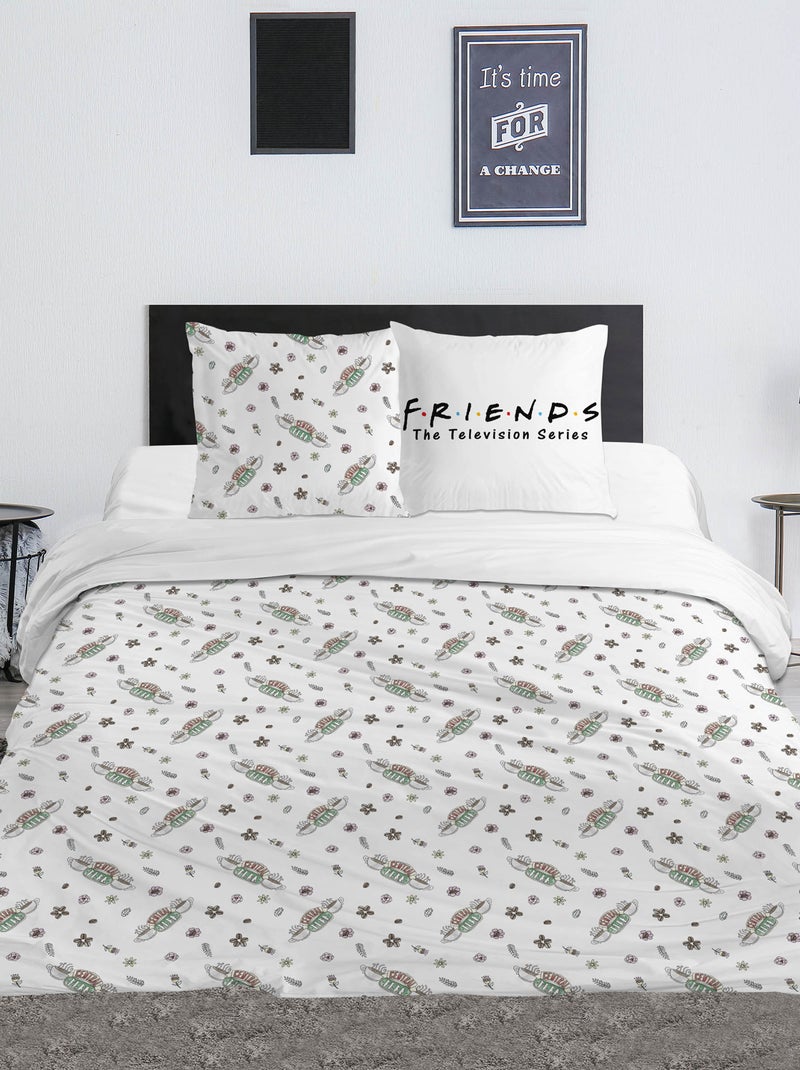 Housse de couette 'Friends' 240x220 et 63x63 cm Blanc - Kiabi