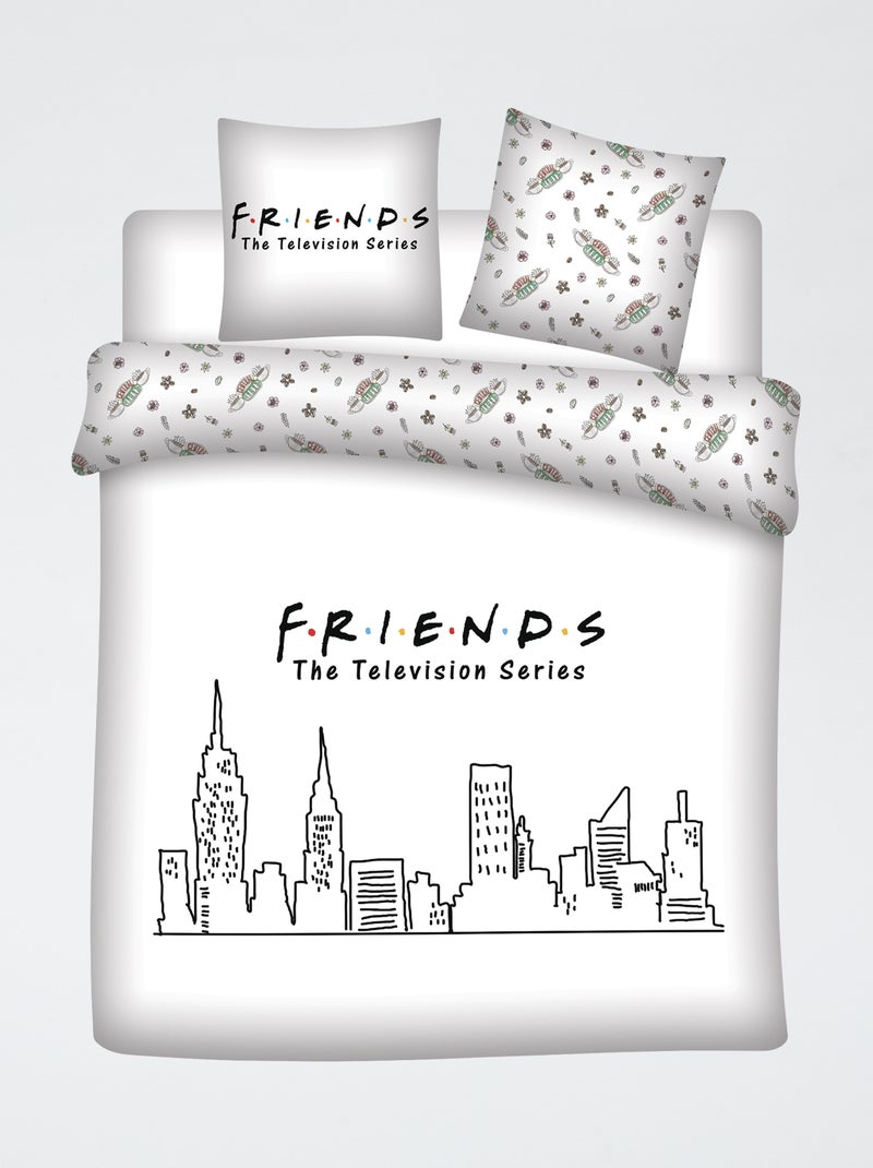 Housse de couette 'Friends' 240x220 et 63x63 cm Blanc - Kiabi
