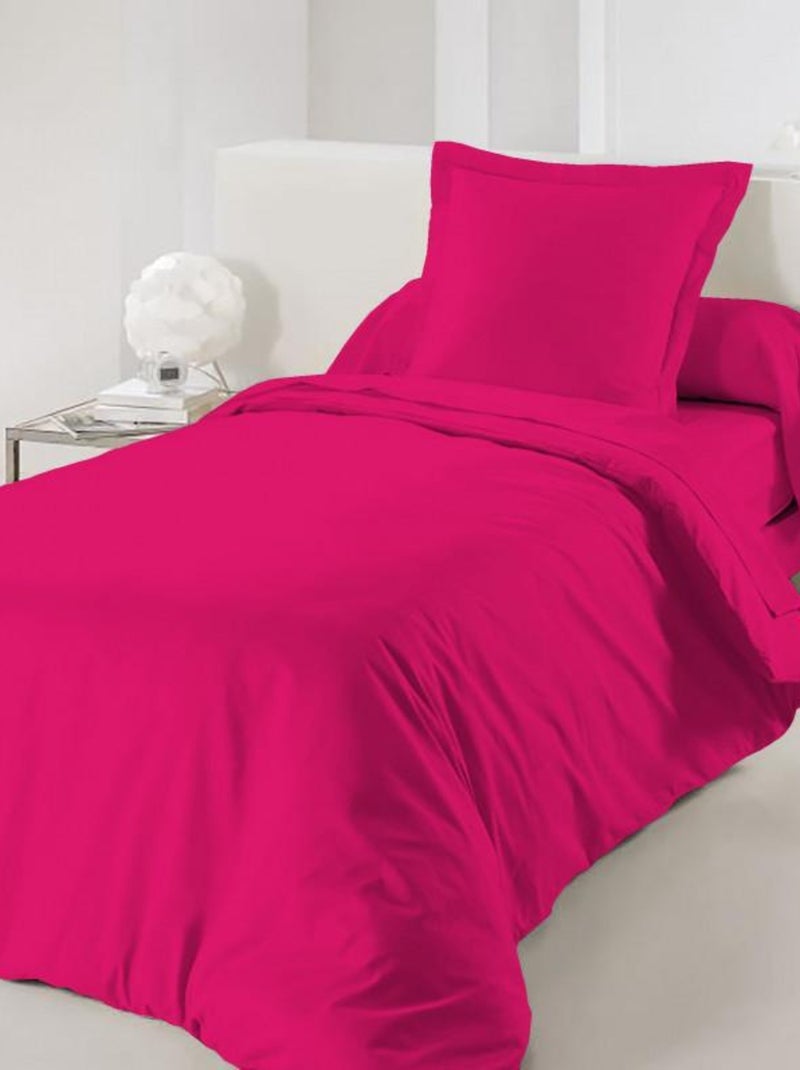 Housse de couette Fushia 140 x 200 cm / 100% Coton / 57 Fils/cm² pour lit 1 place Rose fushia - Kiabi