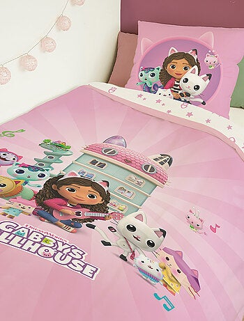 Housse de couette Gabby et la Maison Magique 140x200 cm - 100% Coton Popeline - Rose