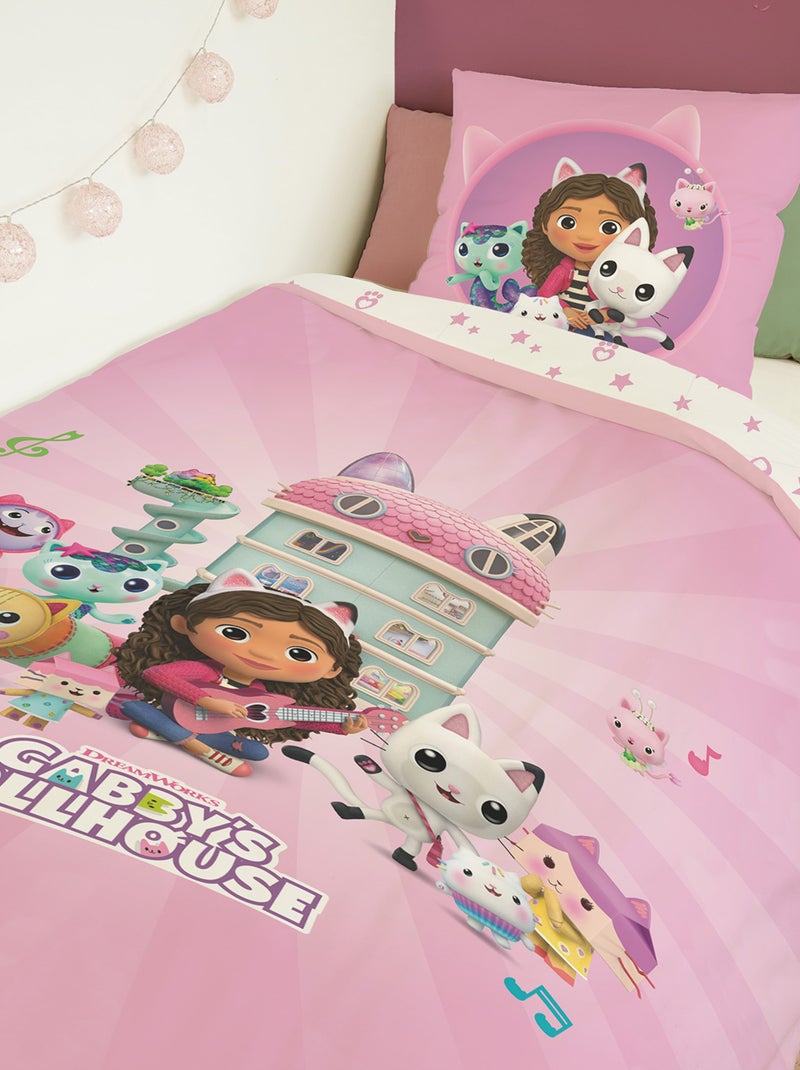 Housse de couette Gabby et la Maison Magique 140x200 cm - 100% Coton Popeline - Rose Rose - Kiabi