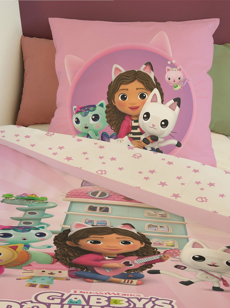 Housse de couette Gabby et la Maison Magique 140x200 cm - 100% Coton Popeline - Rose Rose - Kiabi