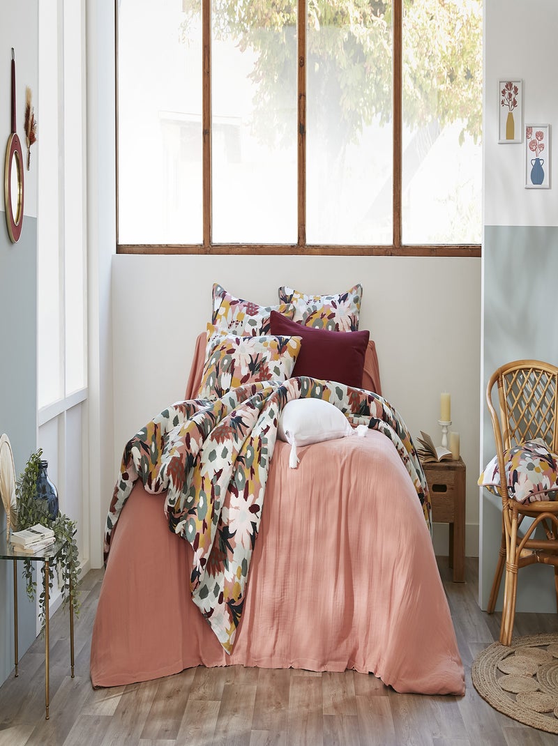 Housse de couette Gaze Coton Leane Rose - Kiabi