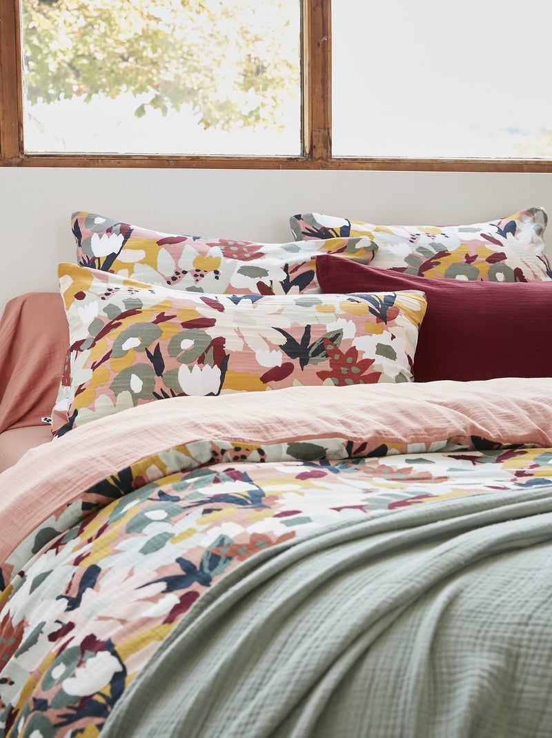 Housse de couette Gaze Coton Leane Rose - Kiabi