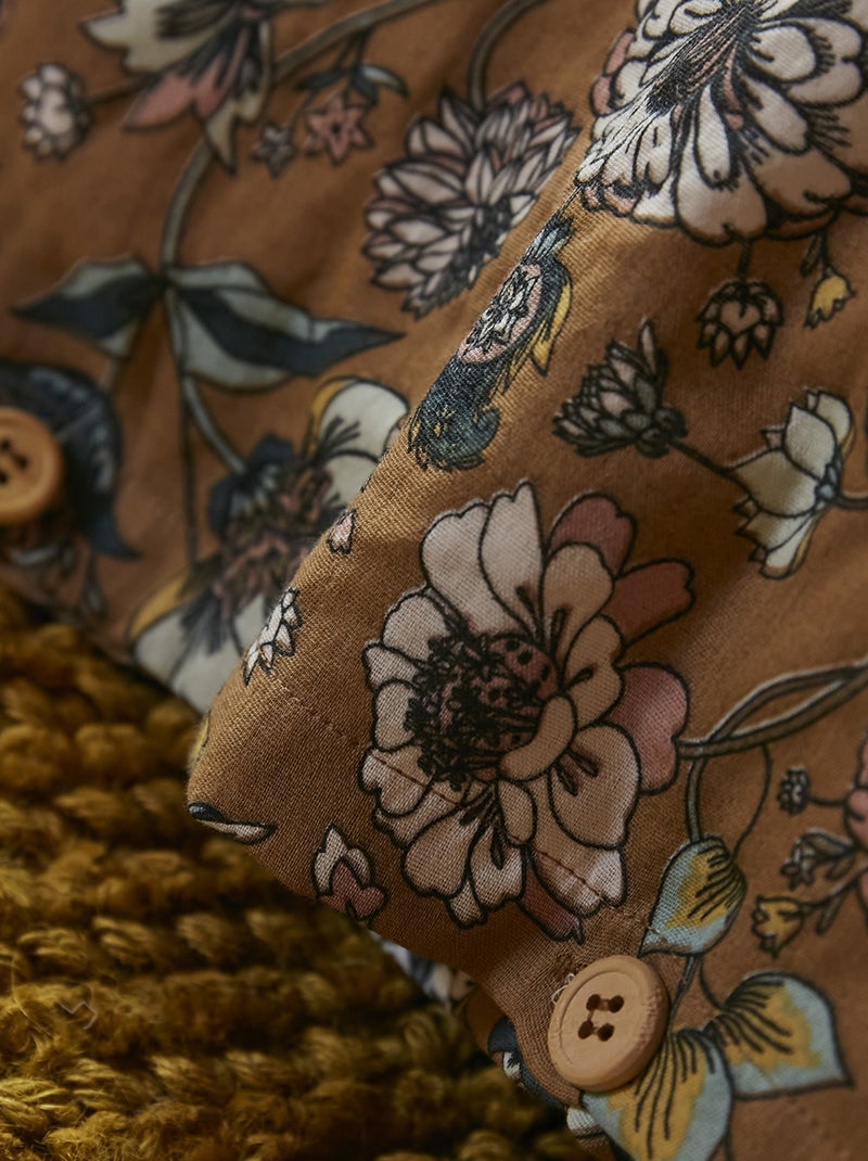 Housse de couette Gaze de Coton Camille Marron - Kiabi