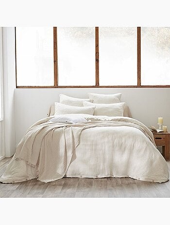 Housse de couette gaze de coton carreaux Vichy