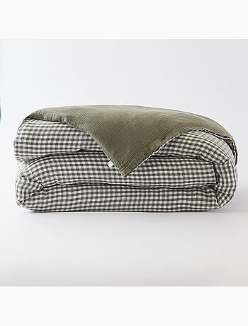 Housse de couette gaze de coton carreaux Vichy