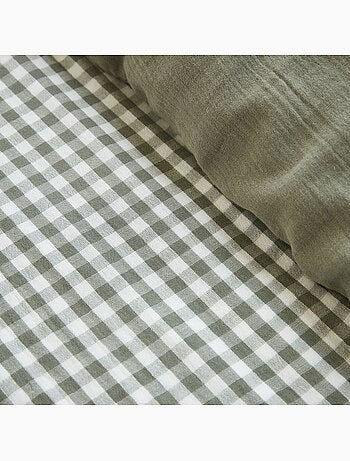 Housse de couette gaze de coton carreaux Vichy