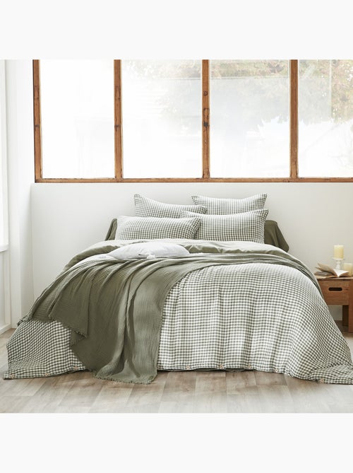 Housse de couette gaze de coton carreaux Vichy - Kiabi
