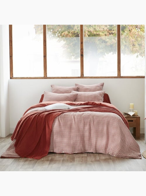 Housse de couette gaze de coton carreaux Vichy - Kiabi