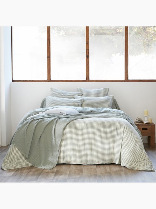 Housse de couette gaze de coton carreaux Vichy - Kiabi