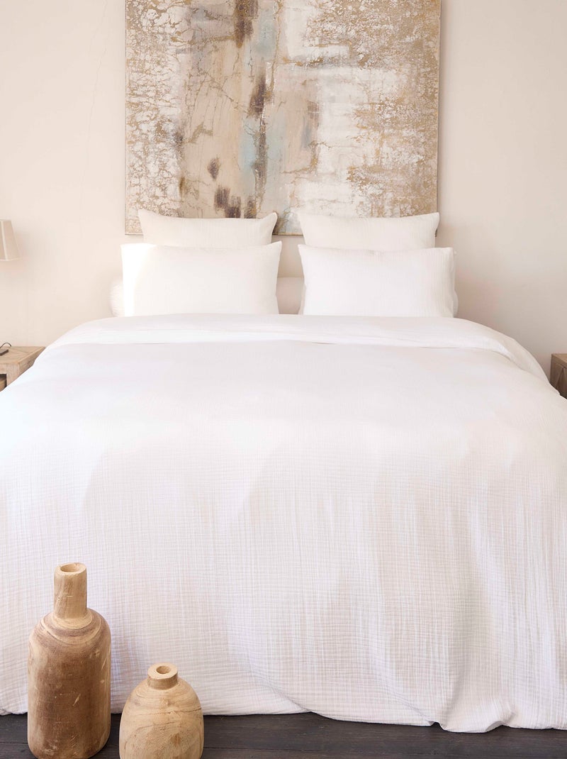 Housse de couette gaze de coton CASSIS Blanc - Kiabi