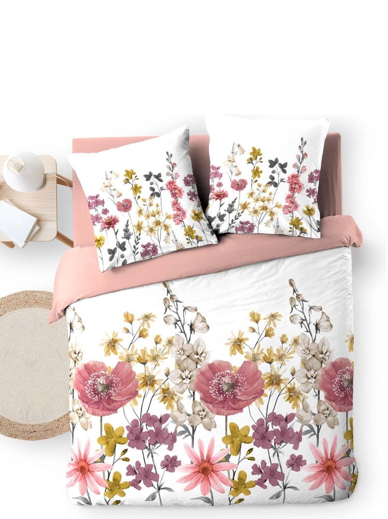 Housse de couette Gaze de coton Fleur de Rosine Blanc - Kiabi