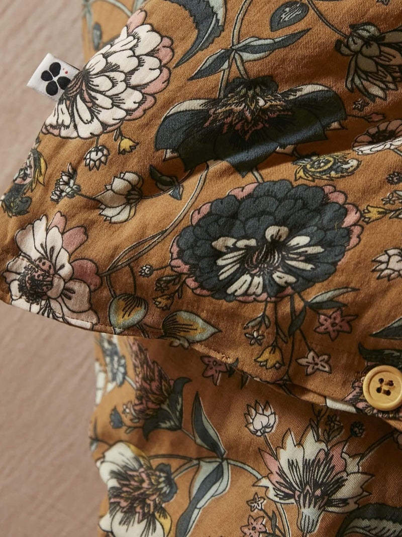 Housse de couette gaze de coton Marron - Kiabi