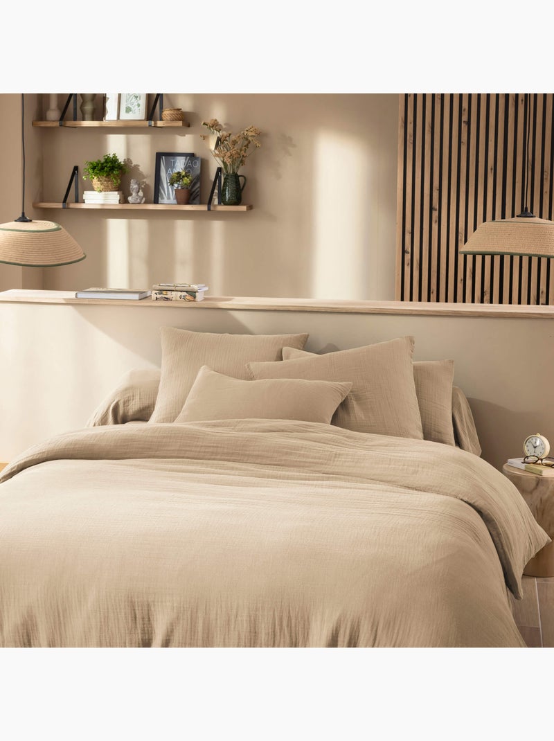 Housse de couette gaze de coton NOA Beige - Kiabi