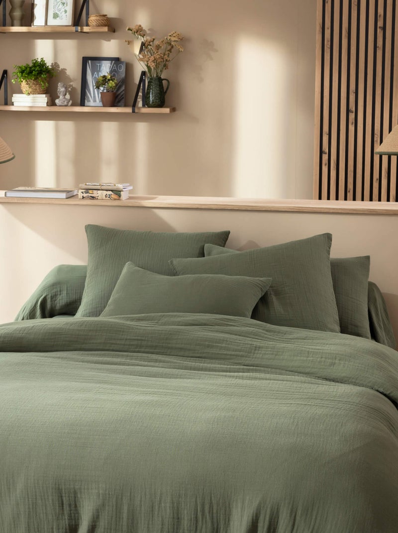 Housse de couette gaze de coton NOA Kaki - Kiabi
