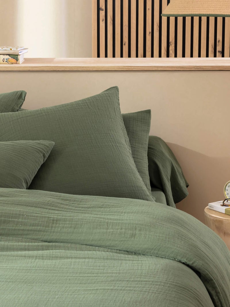 Housse de couette gaze de coton NOA Kaki - Kiabi
