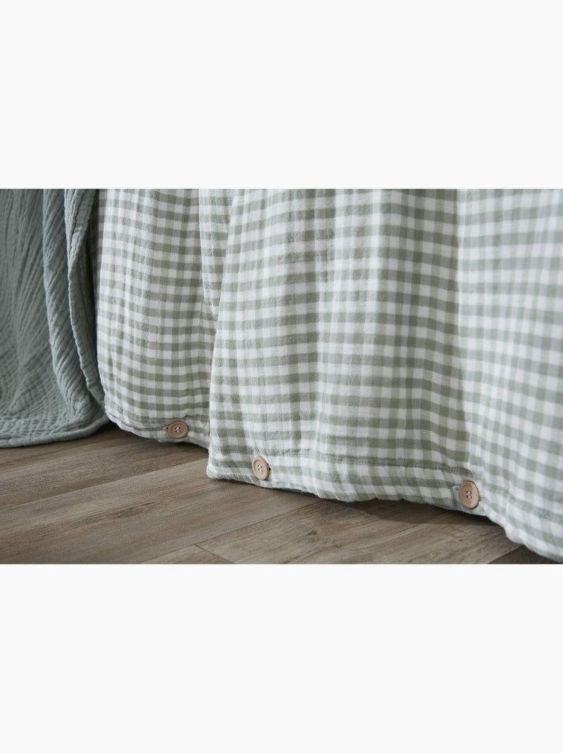 Housse de couette gaze de coton reversible Vickie Bleu clair - Kiabi