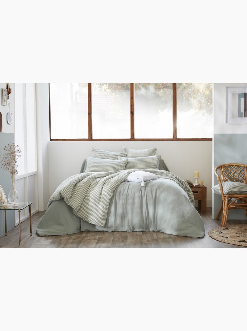 Housse de couette gaze de coton reversible Vickie Bleu clair - Kiabi