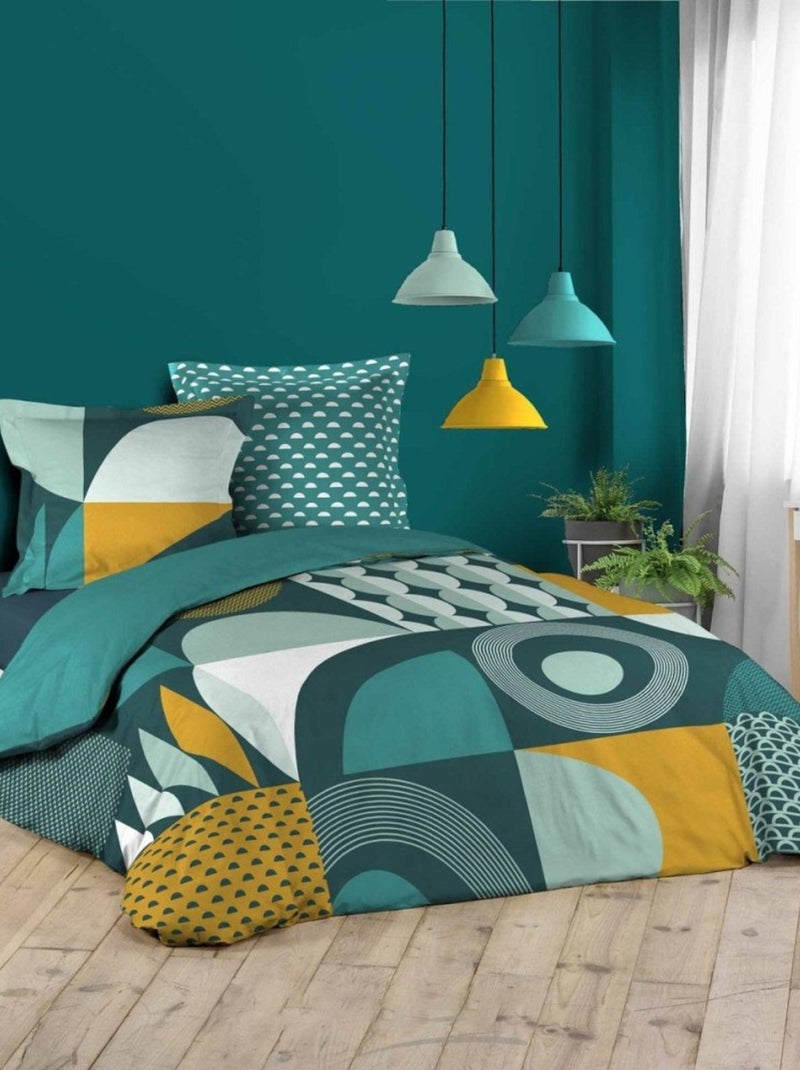 Housse de couette  Gemma bleu + taie(s) coton Bleu - Kiabi