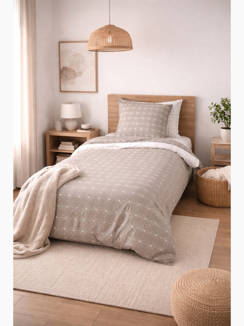 Housse de couette Geometrix Beige - Kiabi
