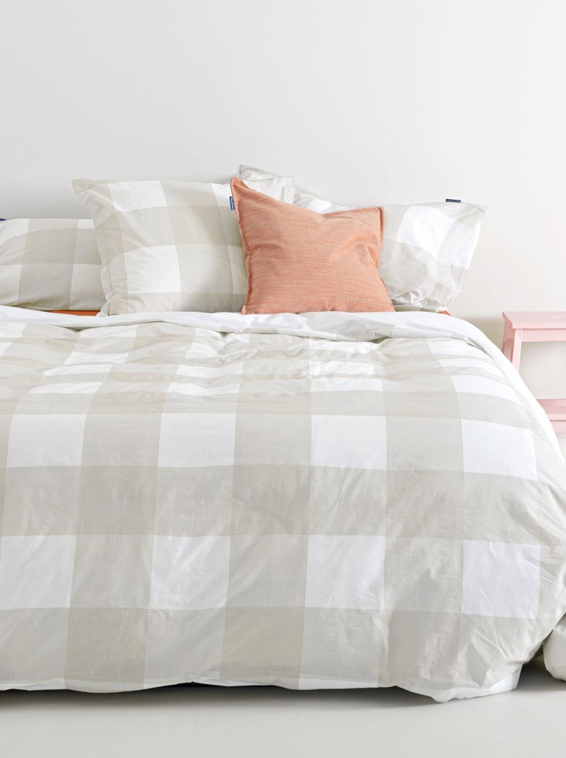 Housse de couette Gingham "Happyfriday" Beige - Kiabi