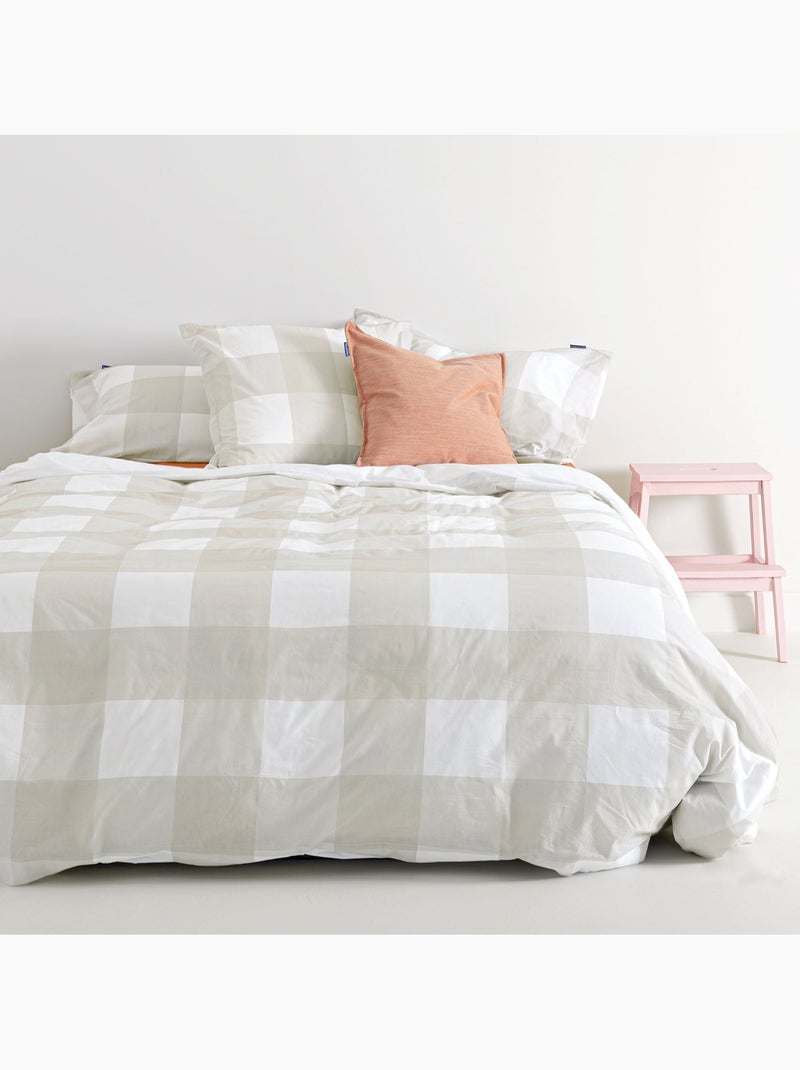Housse de couette Gingham "Happyfriday" Beige - Kiabi