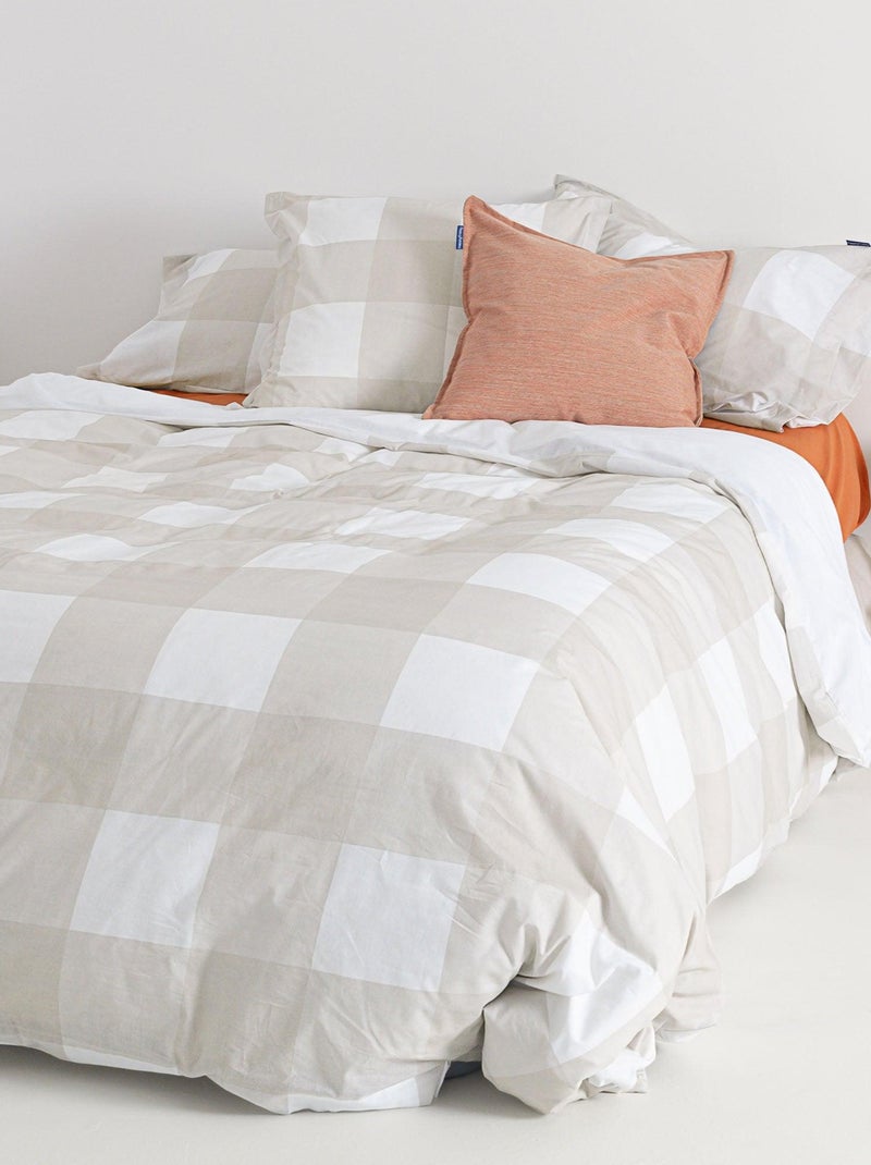 Housse de couette Gingham "Happyfriday" Beige - Kiabi