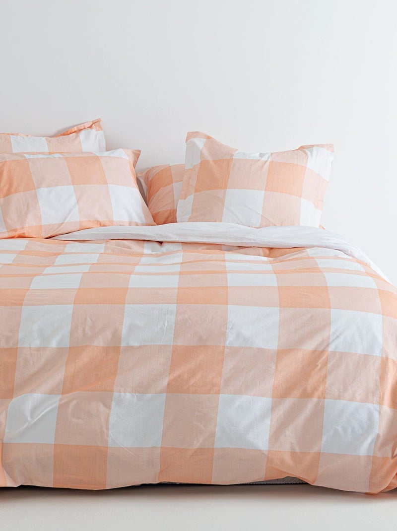 Housse de couette Gingham "Happyfriday" Peche - Kiabi