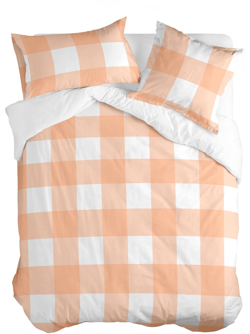 Housse de couette Gingham "Happyfriday" Peche - Kiabi