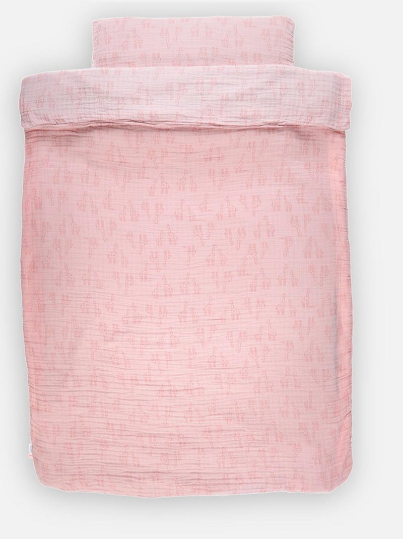 Housse de couette girafes en mousseline BIO 100 x 140 cm, - Noukie's Rose - Kiabi