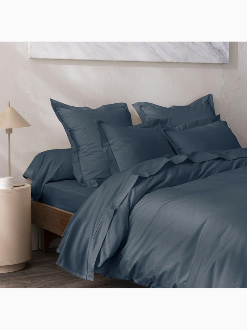 Housse de couette Grand Hôtel Signature — Percale de coton peigné 80 fils/cm² Bleu encre - Kiabi